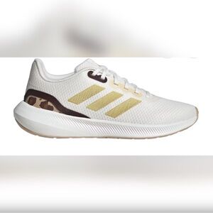 Adidas Runfalcon 3 Core White Gold Metallic Magic Beige Shoes 🤍